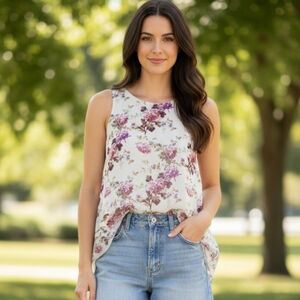 Max Studio floral boho flowy feminine top M